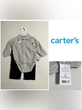 🆕CARTER’S - 9M - NWT - INFANT BOYS 3PC BLACK RED SUSPENDER SET